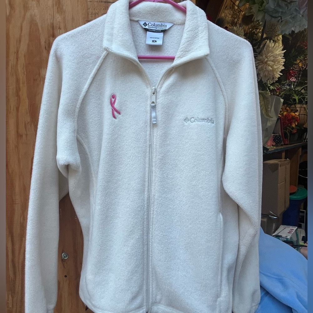 Columbia fleece jacket, Breast cancer Ed., cream, sz M